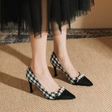 THOUSAND BIRD PLAID SLIM HEEL HIGH HEELS_CWSHH0024