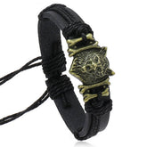 Vintage Braided Wolf Head Leather Bracelet_Cwmm4477