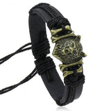 Vintage Braided Wolf Head Leather Bracelet_Cwmm4477