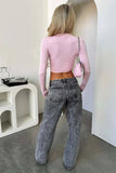 Stylish Retro Straight-Leg Baggy Denim Pants