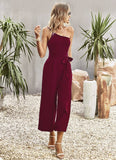 Temperament Solid Color Strapless Jumpsuit