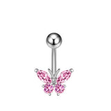 SEXY PINK BUTTERFLY CZ NAVEL RING PIERCING_CWMM9381