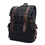 Vintage Waxed Canvas Leather Travel Backpack_Cwab5552