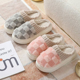 CHECKERED FUZZY WARM SLIPPERS COZY STYLISH_CWSHS0270