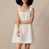 Square Collar Style Wide Strap Dress