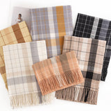 PLAID SCARF SOFT FAUX CASHMERE WINTER NECK WRAP_CWASC0444