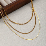 FASHIONABLE 18K GOLD PLATED THREE LAYER NECKLACE_CWMM3629