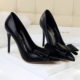 SLIM SHALLOW MOUTH POINTED BOW HIGH HEELS_CWSHH0045