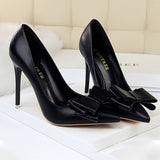 SLIM SHALLOW MOUTH POINTED BOW HIGH HEELS_CWSHH0045