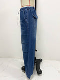Straight-Leg Wide-Leg Pleated Baggy Jeans