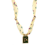 HANDMADE ZODIAC SILK SCARF NECKLACE WITH ENAMEL_CWMM8838