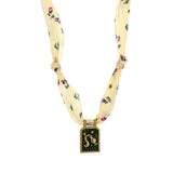 HANDMADE ZODIAC SILK SCARF NECKLACE WITH ENAMEL_CWMM8838