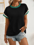 Twisted Outer Seams Loose Two-Tone T-Shirt