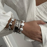 HIGH GRADE METAL IRREGULAR GLOSSY OPEN BRACELET_CWMM3111