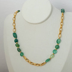 NATURAL STONE AGATE TITANIUM STEEL NECKLACE_CWAJE1081
