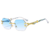 LEOPARD HEAD RIMLESS CUT EDGE SUNGLASSES_CWASG1151
