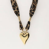 LEOPARD PRINT HEART STAINLESS STEEL NECKLACE_CWMM5705