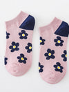Flower Pattern Casual Ankle Socks_Cwms092