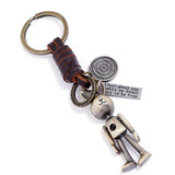 MOVABLE CARTOON ROBOT LEATHER KEYCHAIN_CWMM4709