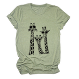 Womens Giraffe Print Casual Summer T-Shirt