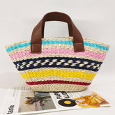LARGE CAPACITY CONTRAST STRIPED WOVEN BAG_CWAB1973