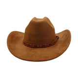 Unisex Soft Suede Western Cowboy Fedora Hat_Cwah04368