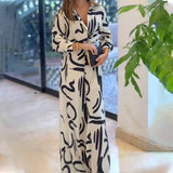 Stylish Casual Print Lapel Baggy Jumpsuit