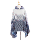 NEW HERRINGBONE GRADIENT HOODED CAPE SHAWL_CWASC1203