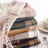 Women Simple Plaid Warm Scarf