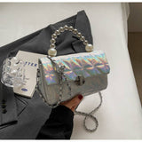 Laser Pearl Chain Diamond Single-Shoulder Bag