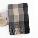 MELANGE PLAID SCARF SOFT FAUX CASHMERE FALL WRAP_CWASC1004