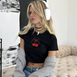 Y2K Sexy Slim Fit Short Sleeve Crop Top Tee