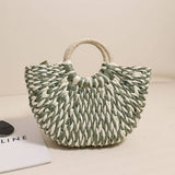 HALF ROUND SHOULDER BEACH TOTE STRAW BAG_CWAB1868