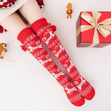 CHRISTMAS ELK BALL LONG KNEE HIGH SOCKS_CWMS0864