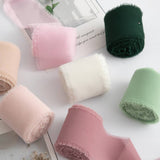 HAND TORN RAW EDGE CHIFFON RIBBON SNOW YARN_CWMM5787