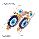 OIL DRIPPING BLUE EVIL EYE PENDANT RINGS EARRINGS_CWAJE0621