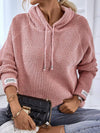 Cwohol0399_Casual V-Neck Hoodie Long Sleeve Sweater