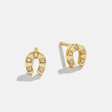ELEGANT PALM EYE HORSESHOE ZIRCON LUCKY EARRINGS_CWAJE5077