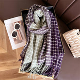 PLAID COLORBLOCK SCARF UNISEX WARM WINTER SHAWL_CWASC1447