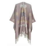 CIRCULAR PATTERN TASSEL SPLIT SHAWL CLOAK_CWASC0309
