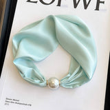 Pearl Magnetic Skinny Silk Neck Scarf_Cwasc03930