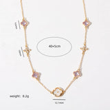FOUR LEAF CLOVER SNOWFLAKE ZIRCON NECKLACE_CWMM5303