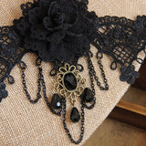 HALLOWEEN FLOWER CRYSTAL LACE SHORT NECKLACE COLLAR_CWMM0163