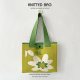 Cute Floral Knitted Large Capacity Tote Bag_Cwab1539