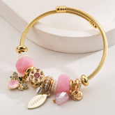 Trendy Stainless Steel Beaded Bee Charm Bracelet_Cwmm8606