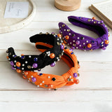Halloween Knotted Headband Pearl Rhinestone_Cwaha07585