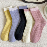 CONTRAST COLOR SMALL FRESH DIAMOND COTTON SOCKS_CWMS0913