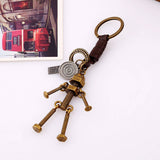 COUPLE RETRO ROBOT LEATHER KEYCHAIN_CWMM4722