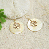 NATURAL YELLOW SHELL METAL PETAL EARRINGS_CWMM4348