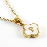 Cwaje1944_Simple Four Leaf Clover Letter Necklace